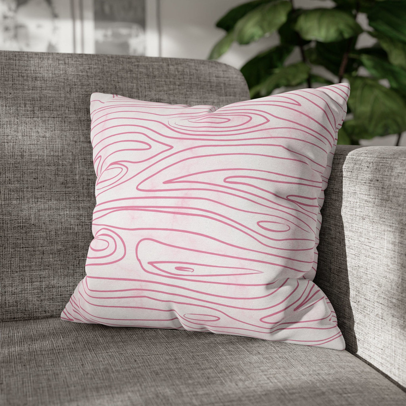 Decorative Throw Pillow Covers With Zipper - Set Of 2 Pink Line Art Sketch