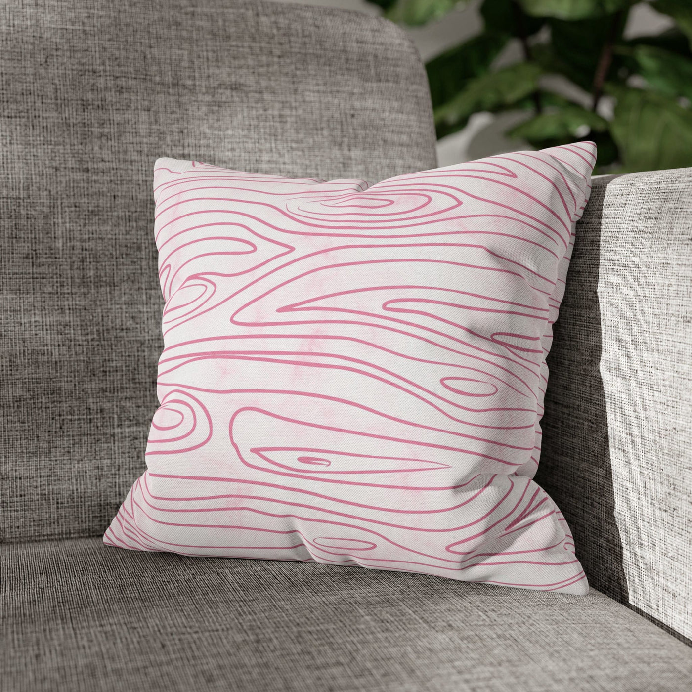 Decorative Throw Pillow Covers With Zipper - Set Of 2 Pink Line Art Sketch