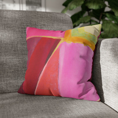 Decorative Throw Pillow Covers With Zipper - Set Of 2 Pink Mauve Red Geometric