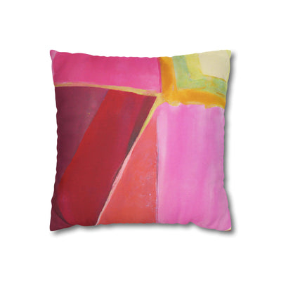 Decorative Throw Pillow Covers With Zipper - Set Of 2 Pink Mauve Red Geometric