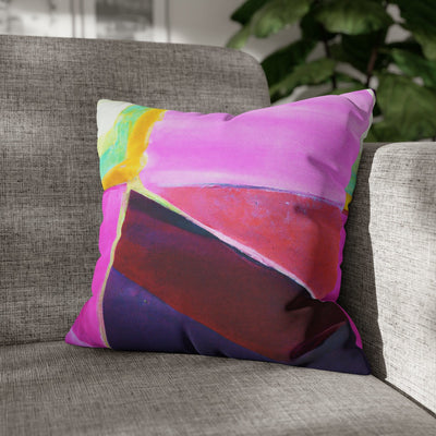 Decorative Throw Pillow Covers With Zipper - Set Of 2 Pink Purple Red Geometric