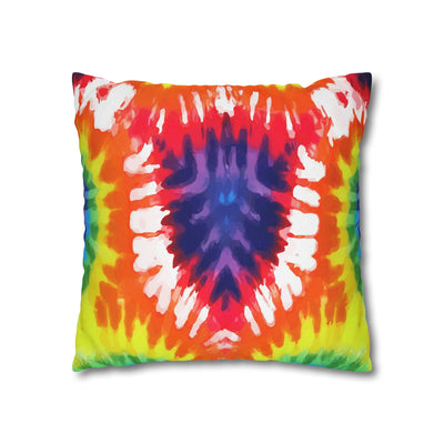 Decorative Throw Pillow Covers With Zipper - Set Of 2 Psychedelic Rainbow Tie