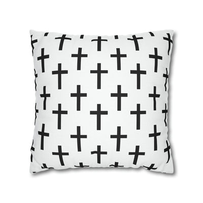 Decorative Throw Pillow Covers With Zipper White And Black Seamless Cross