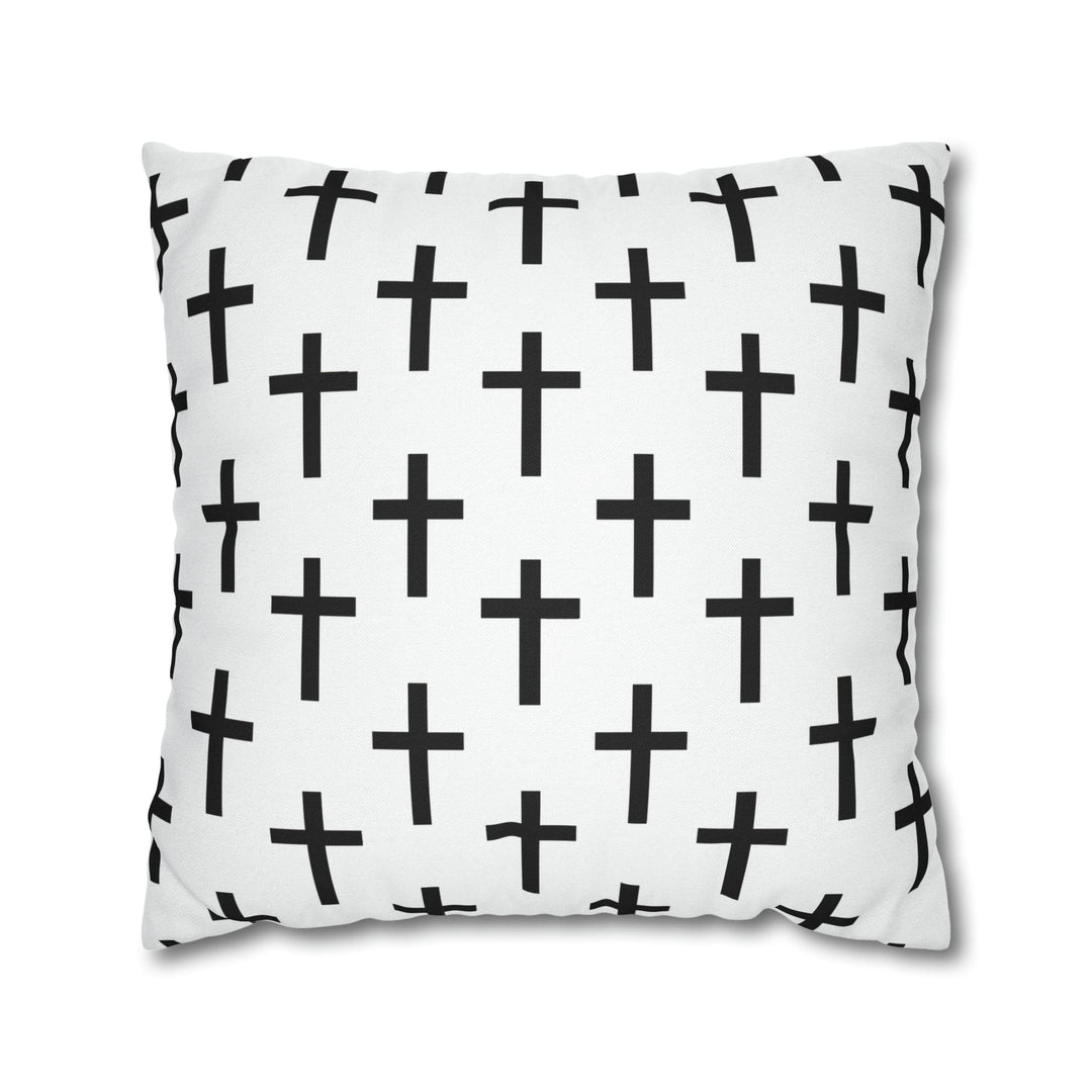 Decorative Throw Pillow Cover White Black Seamless Cross Pattern - Decorative