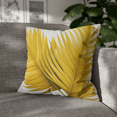 Decorative Throw Pillow Covers With Zipper - Set Of 2 Yellow Palm Tree Leaves