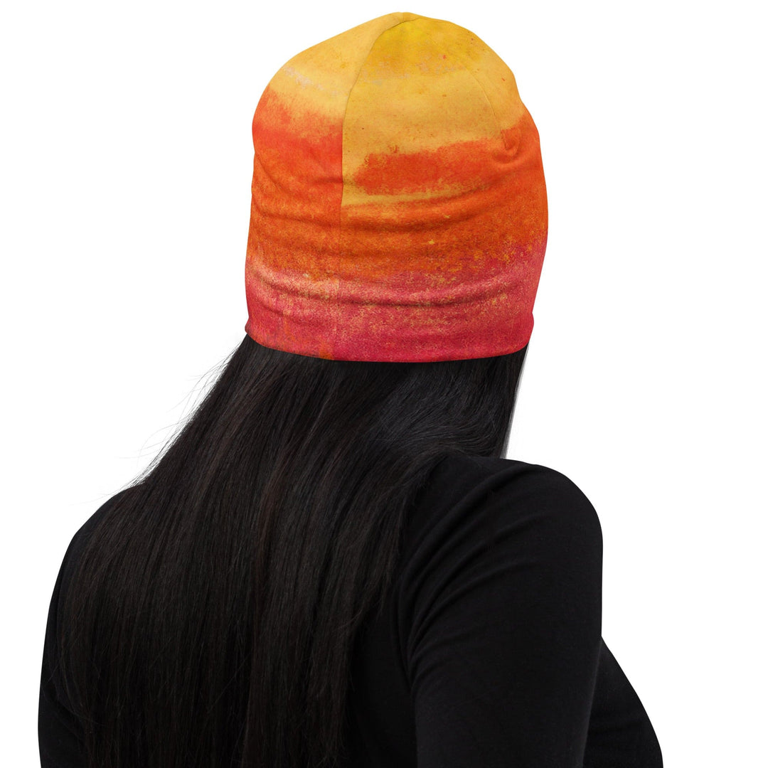 Double-layered Beanie Hat Autumn Fall Watercolor Abstract Print 2 - Unisex