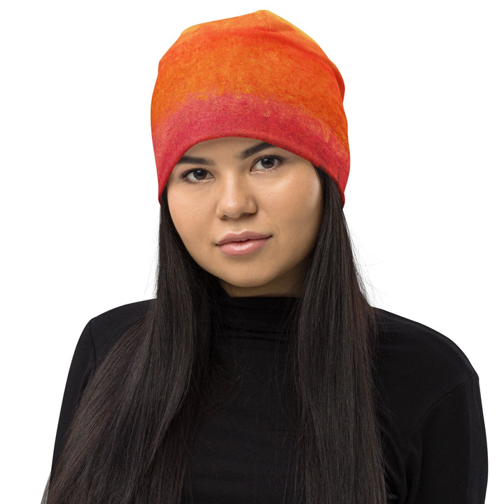 Double-layered Beanie Hat Autumn Fall Watercolor Abstract Print 2 - Unisex