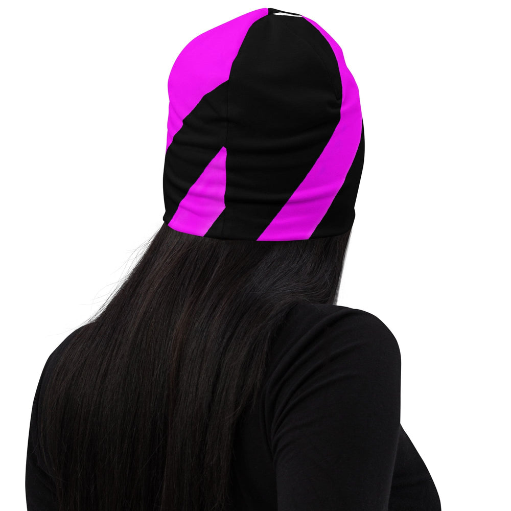 Double-layered Beanie Hat Black and Pink Pattern 2 - Unisex | Beanie Hats