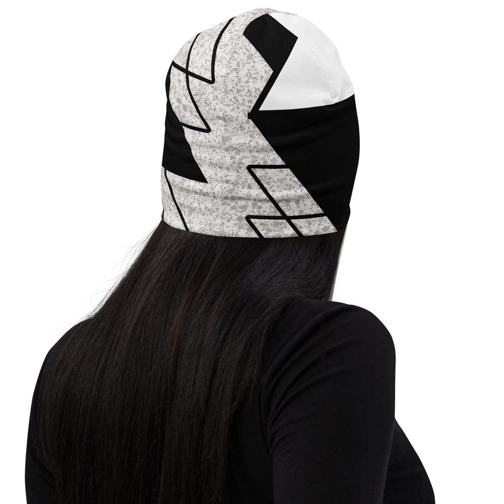 Double-layered Beanie Hat Black and White Ash Grey Triangular 2 - Unisex