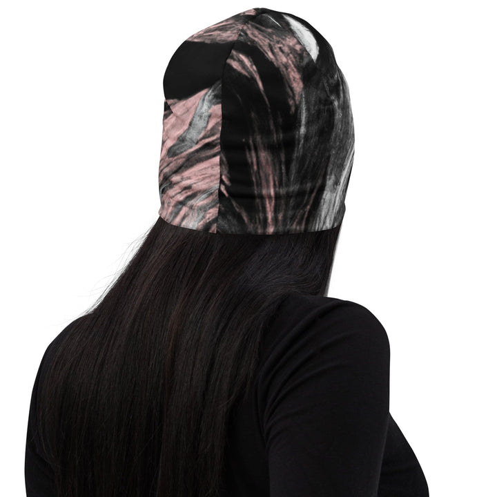 Double-layered Beanie Hat Black Pink White Abstract Pattern 2 - Unisex | Beanie