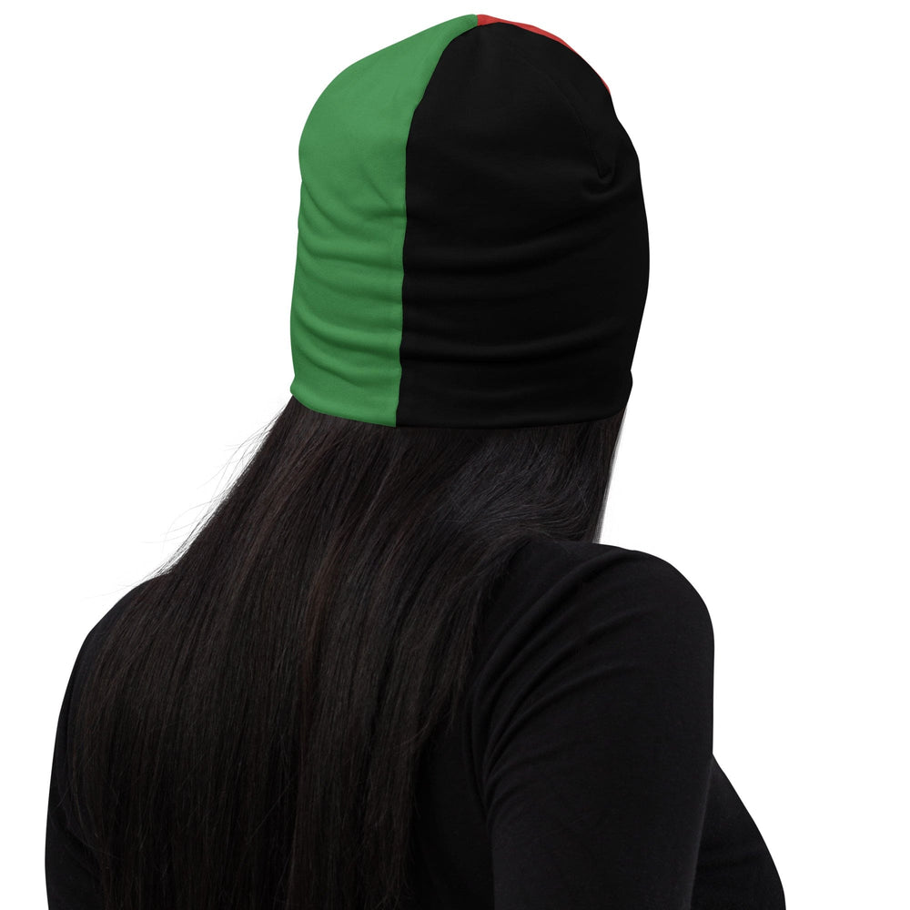 Double-layered Beanie Hat Black Red Green Stripped - Unisex | Beanie Hats