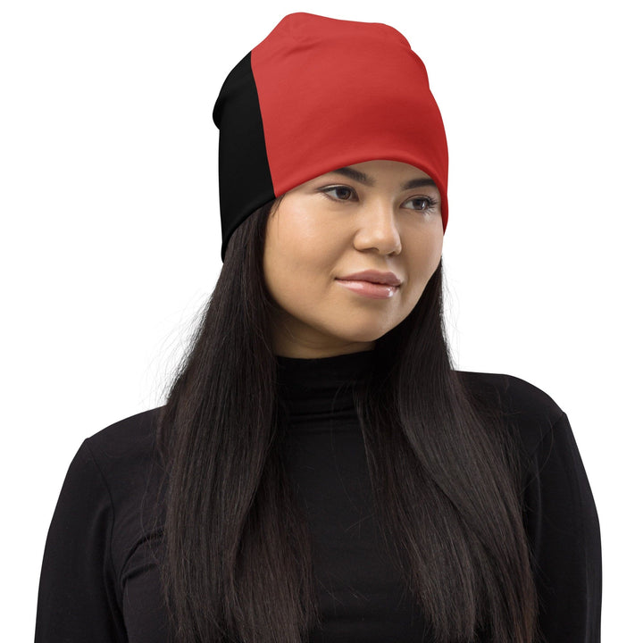 Double-layered Beanie Hat Black Red Green Stripped - Unisex | Beanie Hats