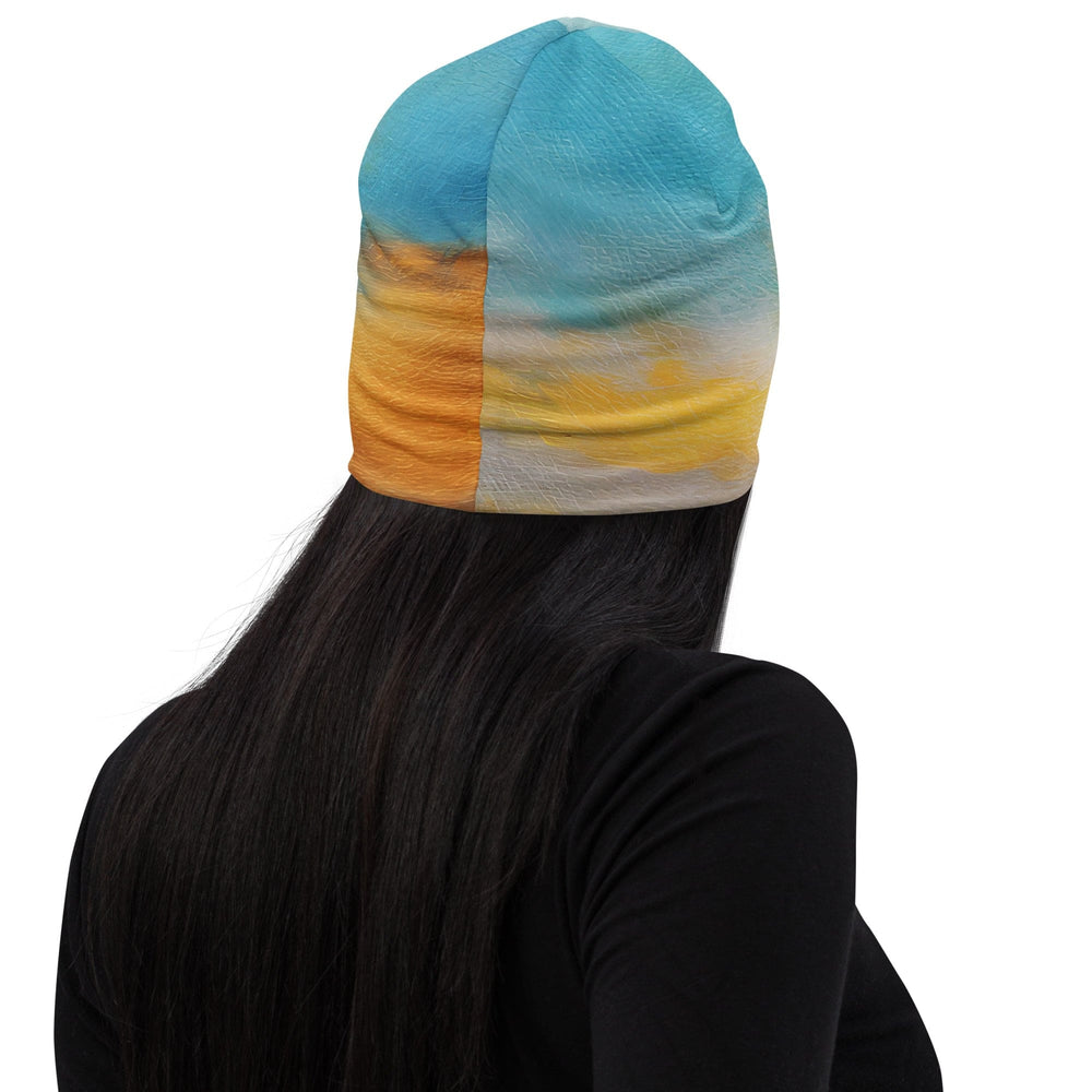 Double-layered Beanie Hat Blue Ocean Golden Sunset Print 5 - Unisex | Beanie