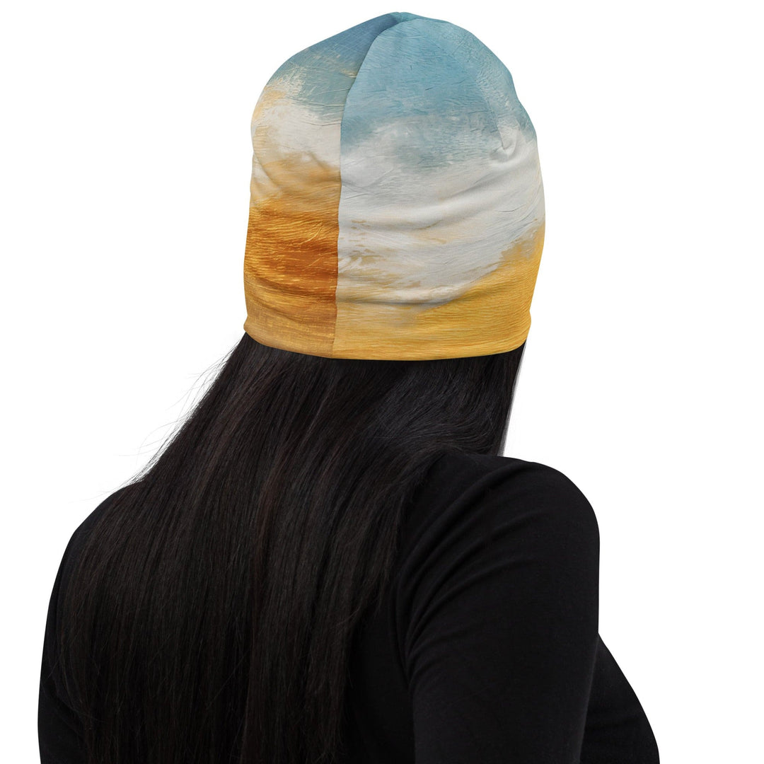 Double-layered Beanie Hat Blue Ocean Golden Sunset Print 6 - Unisex | Beanie