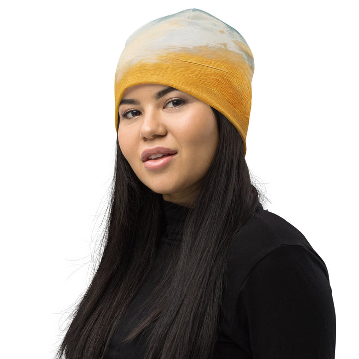 Double-layered Beanie Hat Blue Ocean Golden Sunset Print 6 - Unisex | Beanie