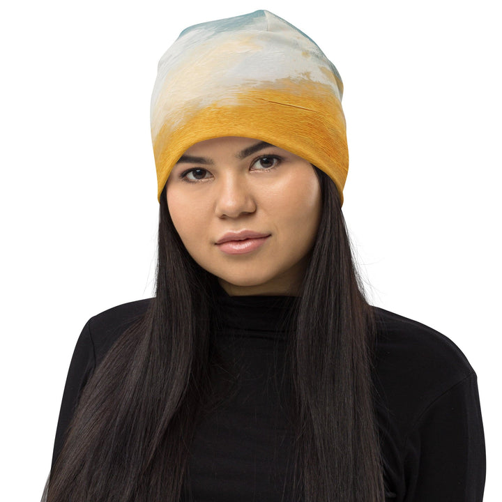 Double-layered Beanie Hat Blue Ocean Golden Sunset Print 6 - Unisex | Beanie