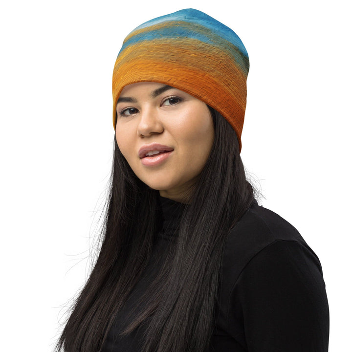 Double-layered Beanie Hat Blue Ocean Golden Sunset Print 7 - Unisex | Beanie