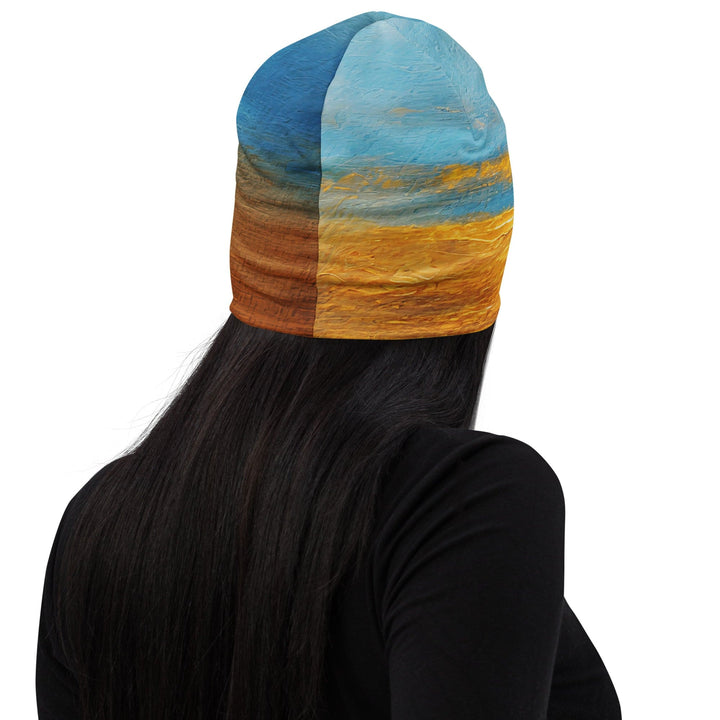 Double-layered Beanie Hat Blue Ocean Golden Sunset Print 7 - Unisex | Beanie