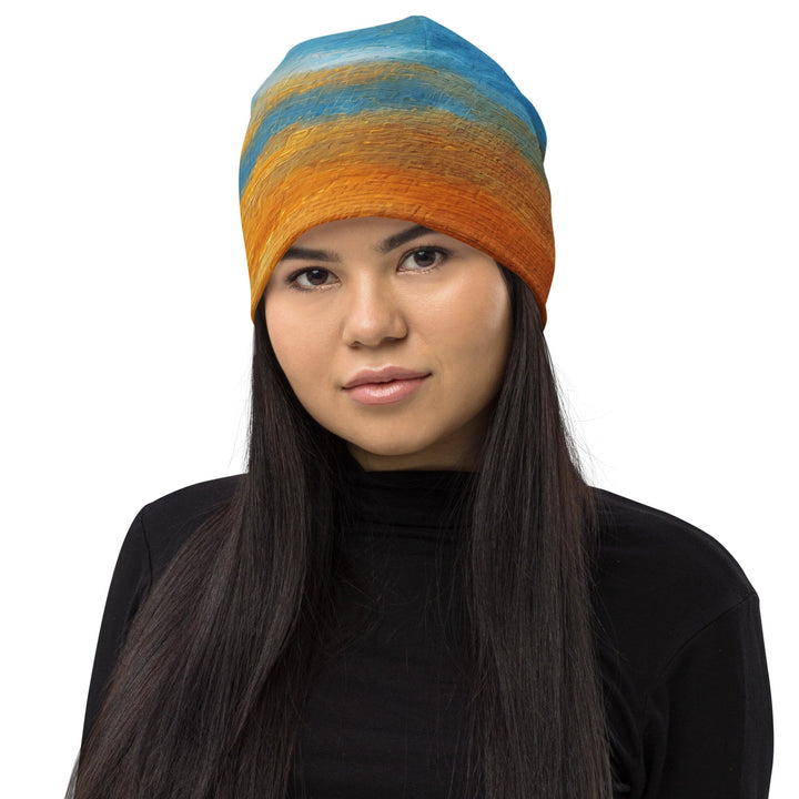 Double-layered Beanie Hat Blue Ocean Golden Sunset Print 7 - Unisex | Beanie