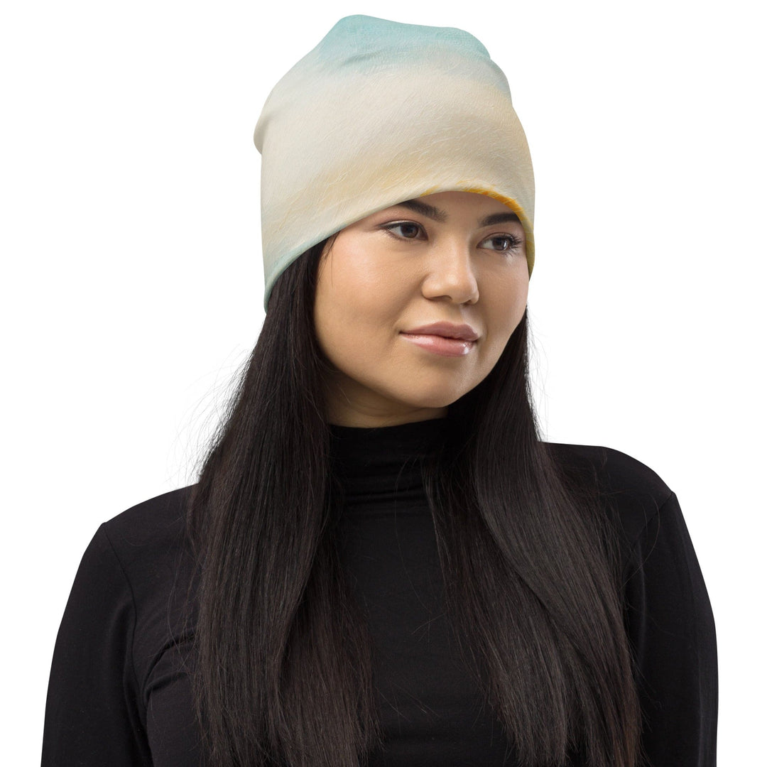 Double-layered Beanie Hat Blue Ocean Golden Sunset Print 8 - Unisex | Beanie