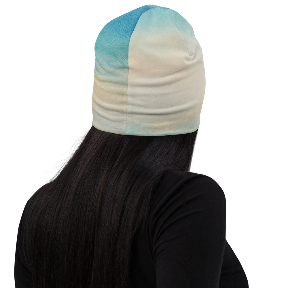 Double-layered Beanie Hat Blue Ocean Golden Sunset Print 8 - Unisex | Beanie