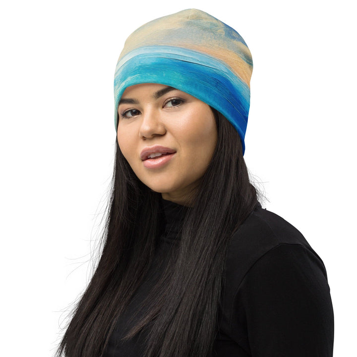 Double-layered Beanie Hat Blue Ocean Print 2 - Unisex | Beanie Hats