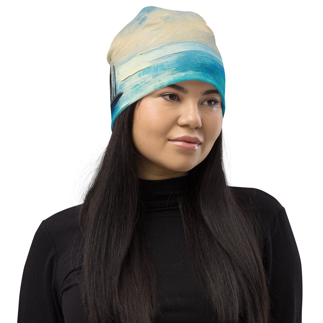 Double-layered Beanie Hat Blue Ocean Print 2 - Unisex | Beanie Hats