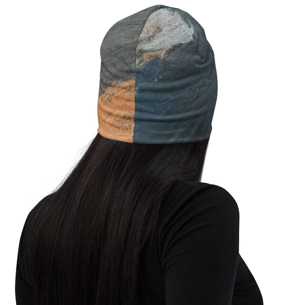 Double-layered Beanie Hat Blue Orange Abstract Pattern 2 - Unisex | Beanie Hats