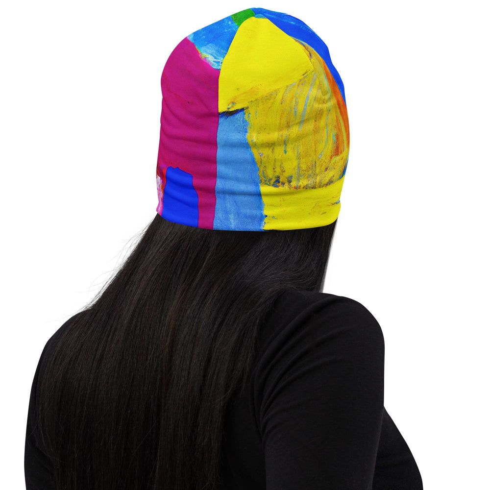 Double-layered Beanie Hat Blue Red Abstract Pattern 2 - Unisex | Beanie Hats