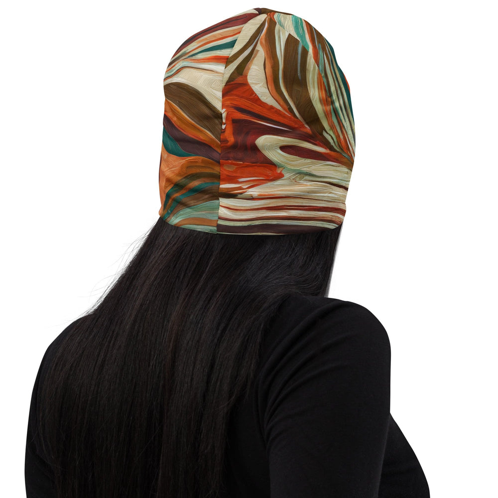 Double-layered Beanie Hat Boho Brown Marble Print 2 - Unisex | Beanie Hats