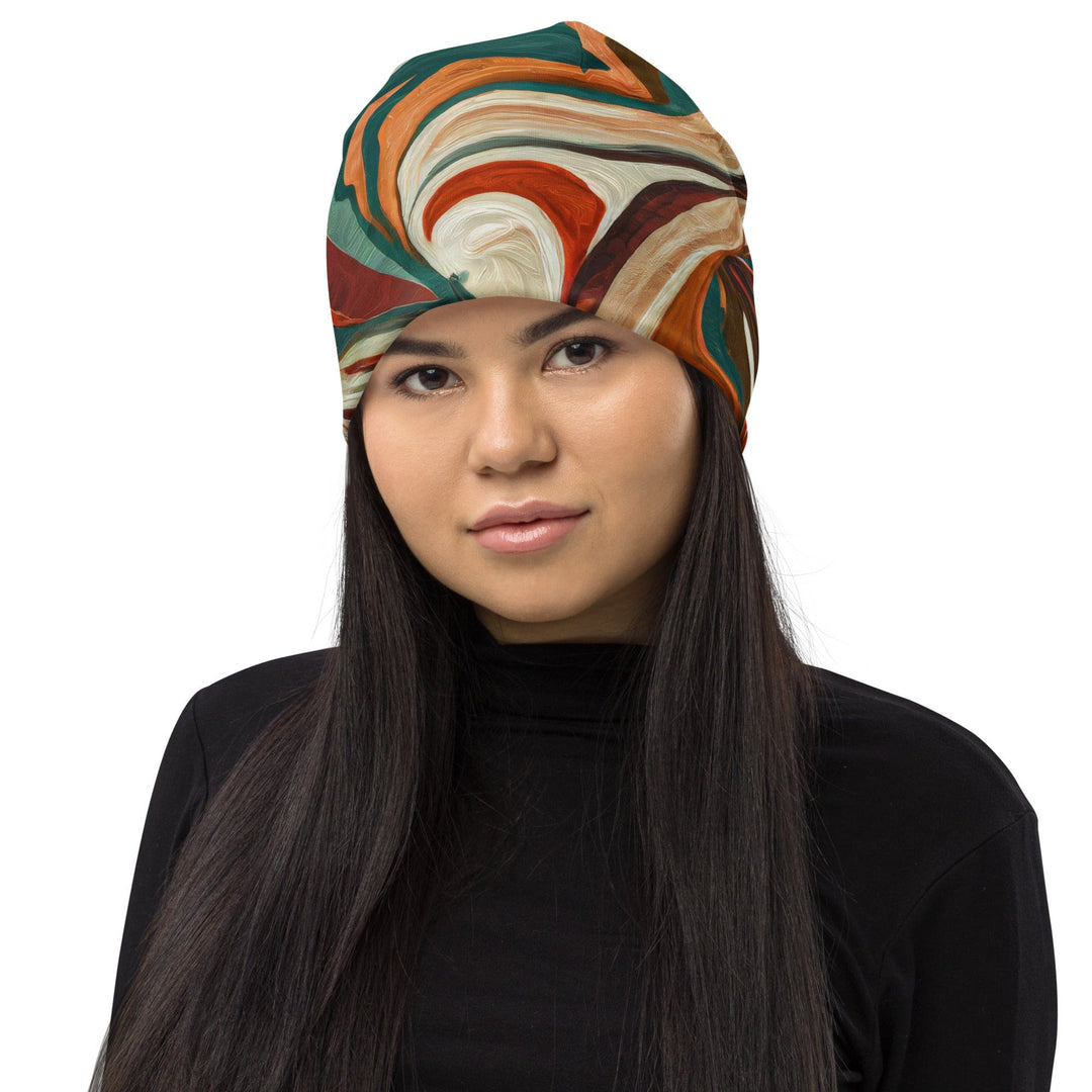 Double-layered Beanie Hat Boho Brown Marble Print 2 - Unisex | Beanie Hats