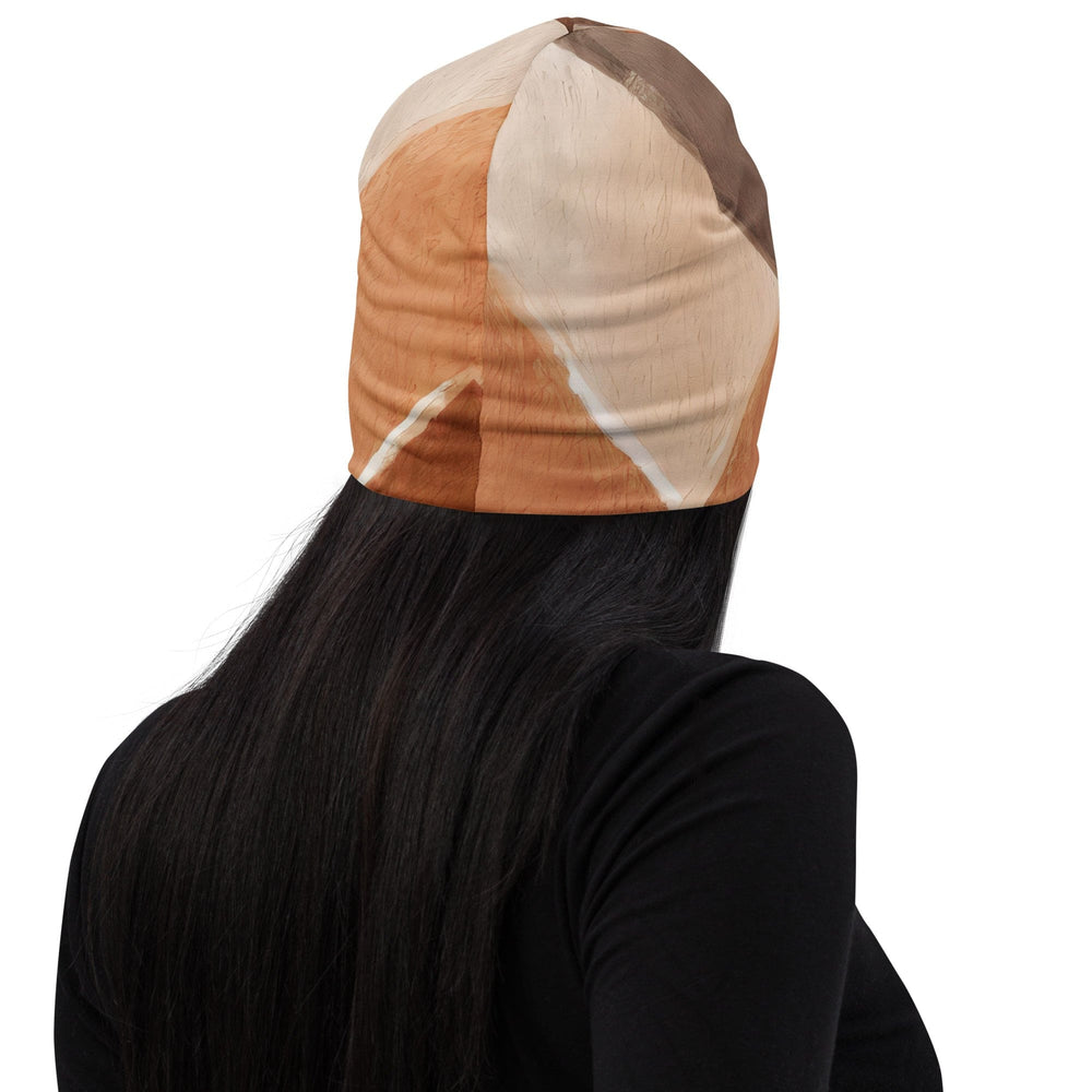 Double-layered Beanie Hat Brown Rustic Watercolors Print 2 - Unisex | Beanie