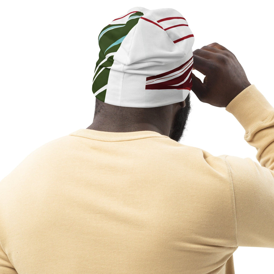 Double-layered Beanie Hat Colorful Floral Lines - Unisex/Beanie Hats/Reversible