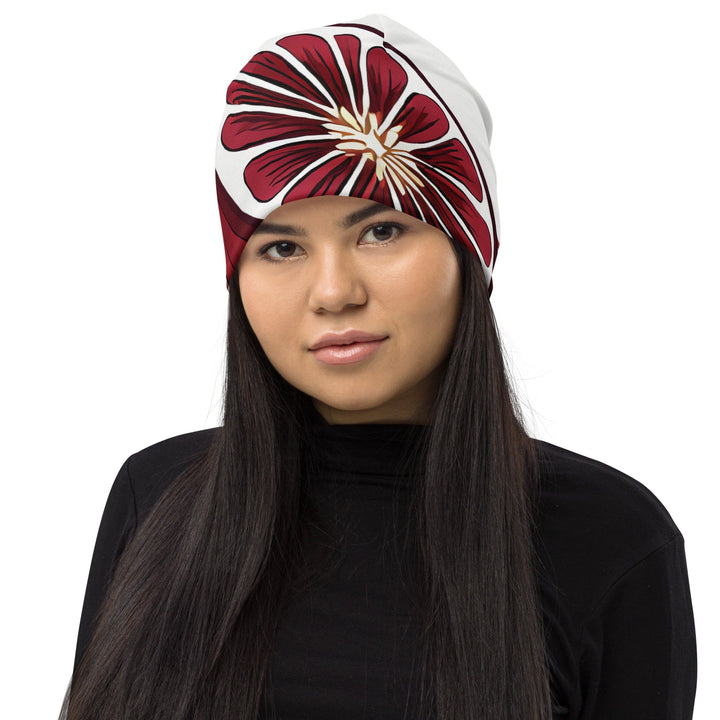 Double-layered Beanie Hat Colorful Floral Lines 5 - Unisex/Beanie