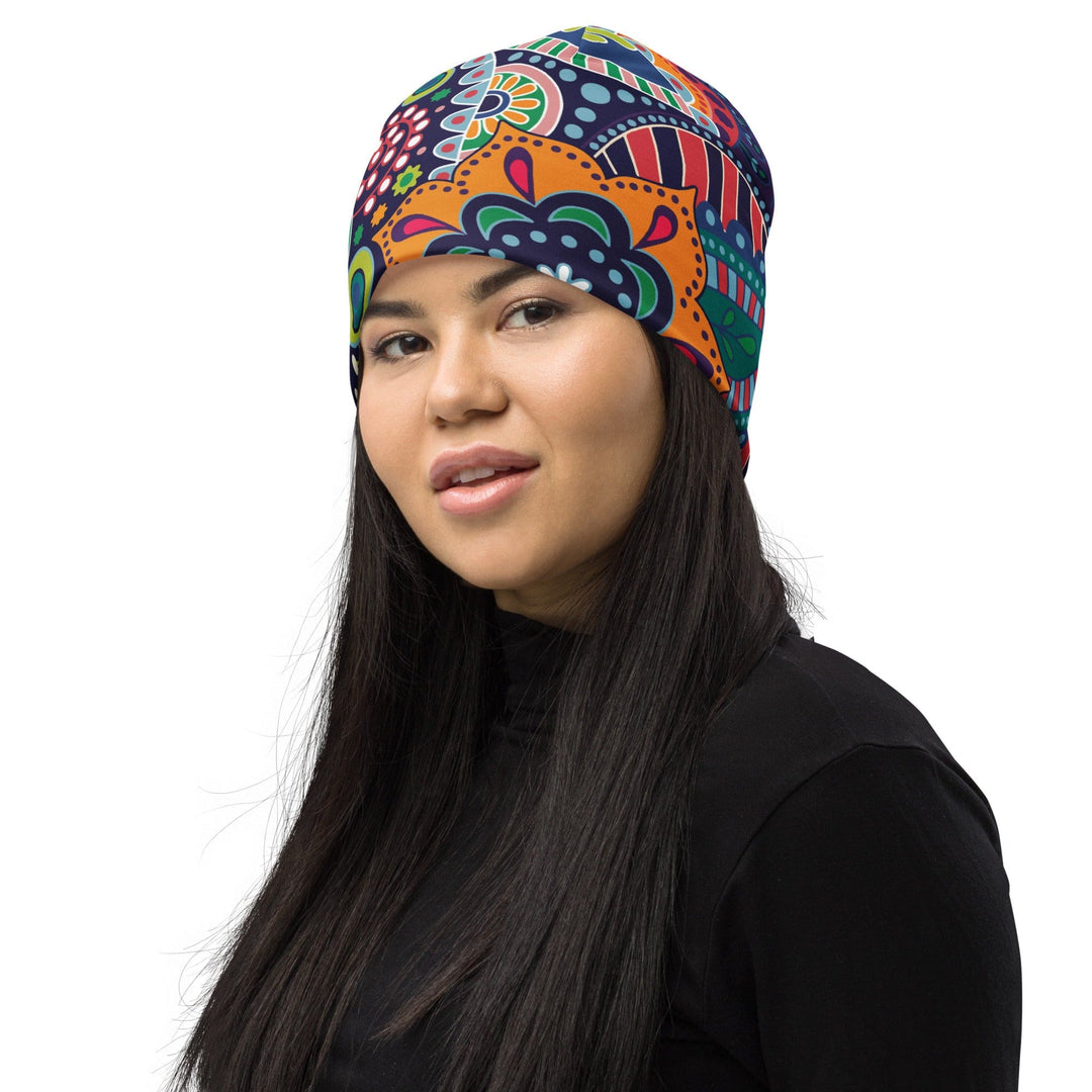 Double-layered Beanie Hat Floral Paisley 22523 - Unisex | Beanie Hats