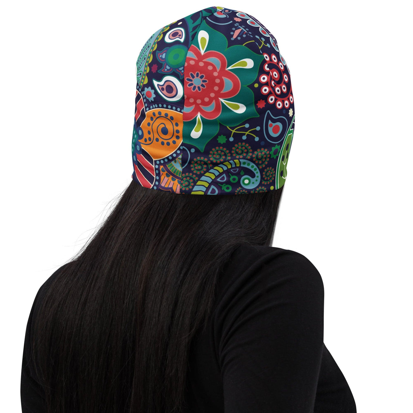 Double-layered Beanie Hat Floral Paisley 22523