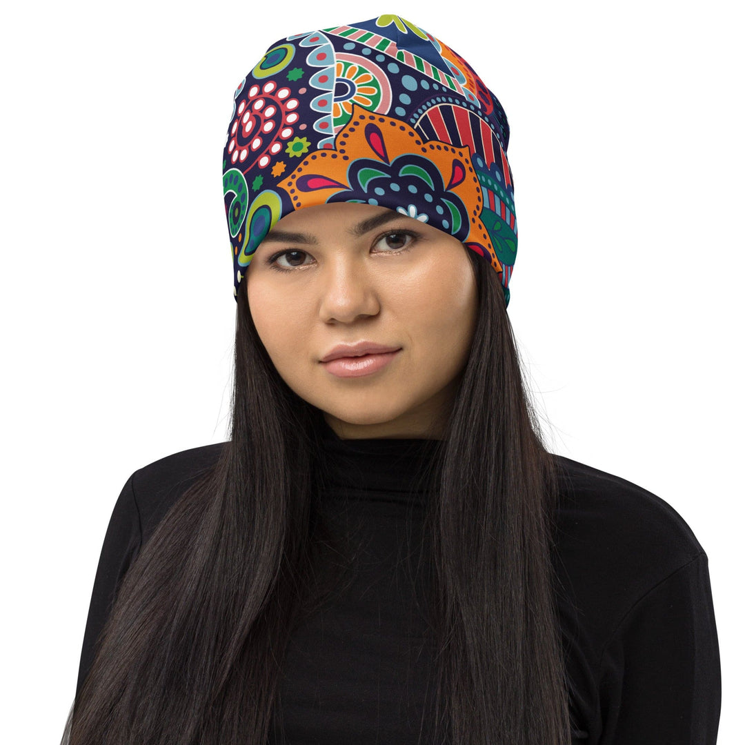 Double-layered Beanie Hat Floral Paisley 22523 - Unisex | Beanie Hats