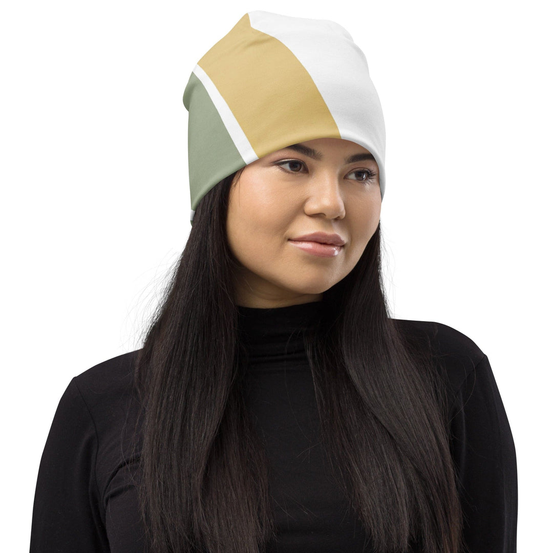 Double-layered Beanie Hat Green Abstract Geometric Pattern 2 - Unisex | Beanie