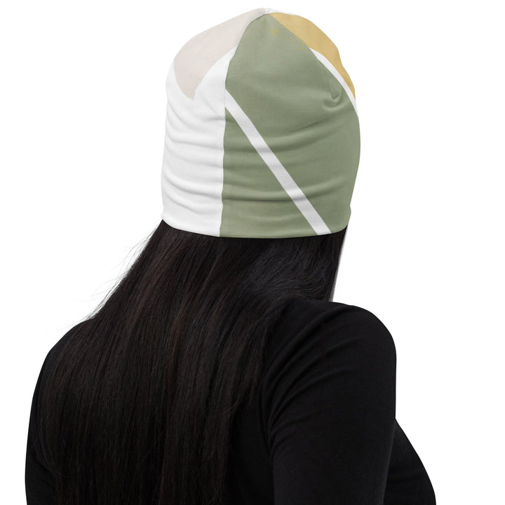 Double-layered Beanie Hat Green Abstract Geometric Pattern 2 - Unisex | Beanie