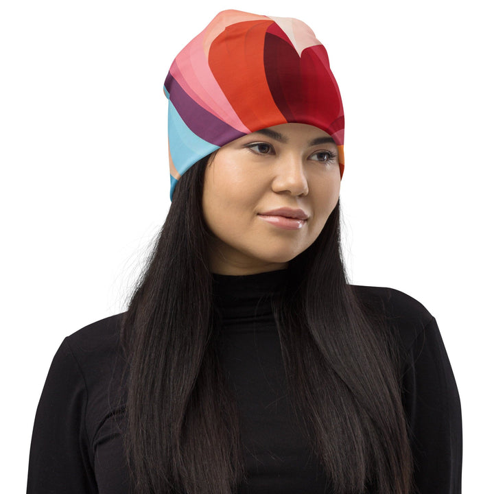 Double-layered Beanie Hat Multicolor Heart Print - Unisex | Beanie Hats