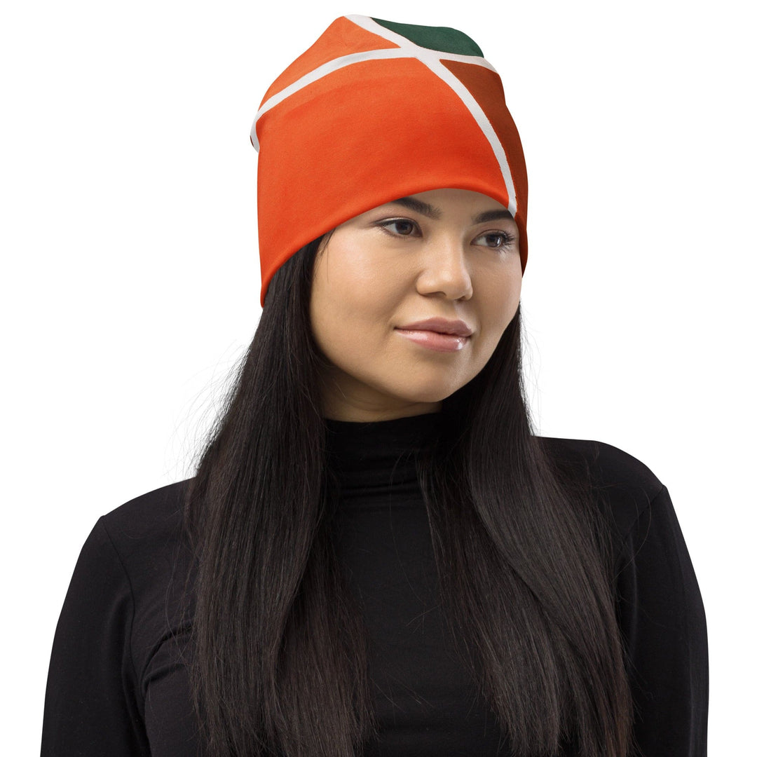 Double-layered Beanie Hat Orange Green Boho Pattern 2 - Unisex | Beanie Hats