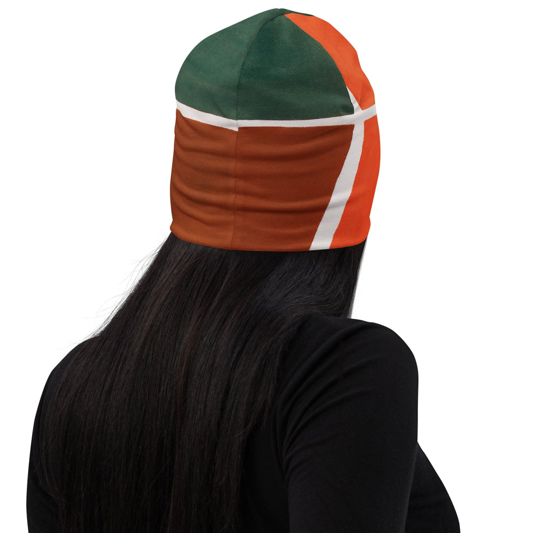 Double-layered Beanie Hat Orange Green Boho Pattern 2 - Unisex | Beanie Hats