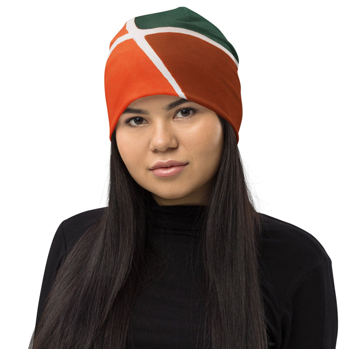 Double-layered Beanie Hat Orange Green Boho Pattern 2 - Unisex | Beanie Hats