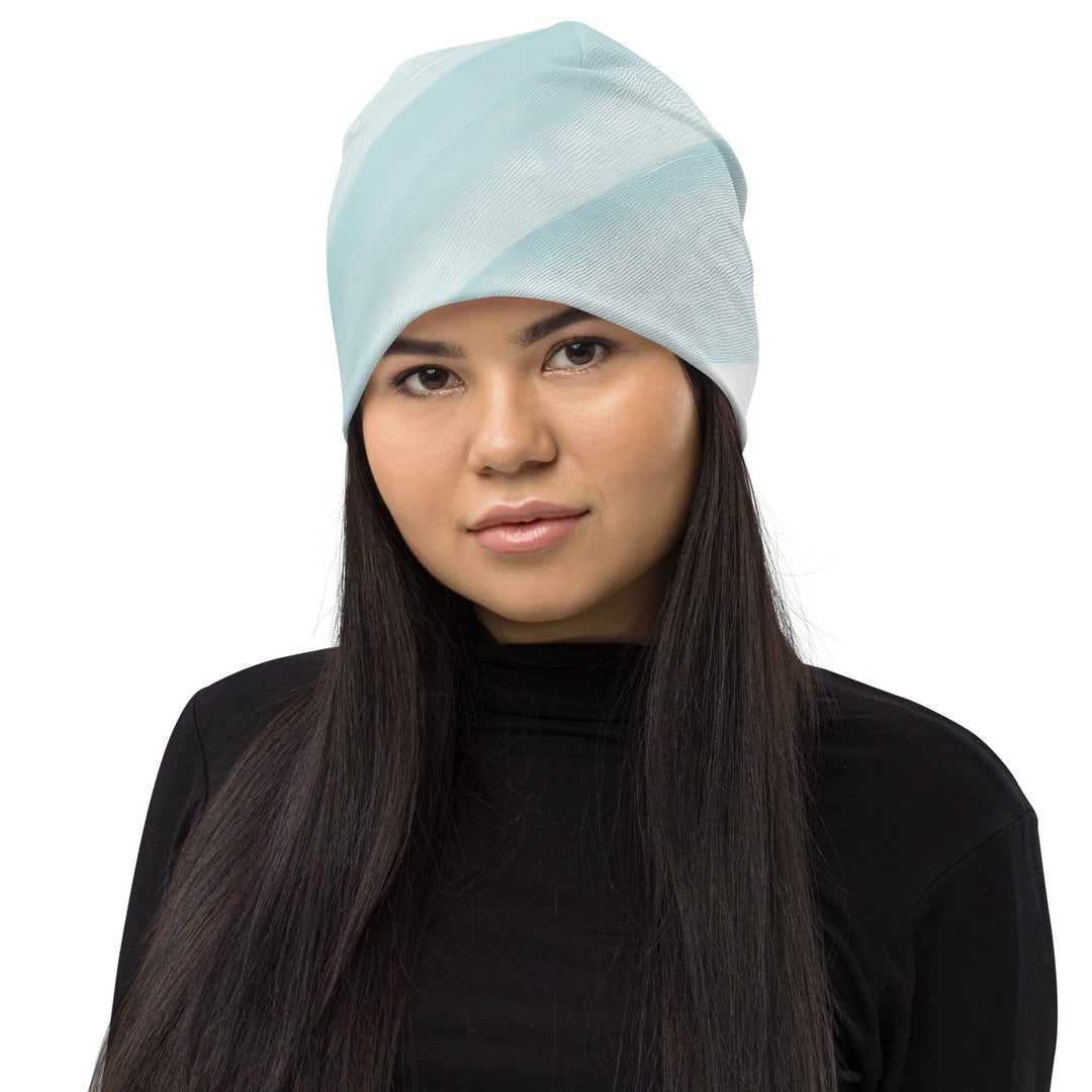 Double-layered Beanie Hat Pastel Blue Swirl 2 - Unisex | Beanie Hats