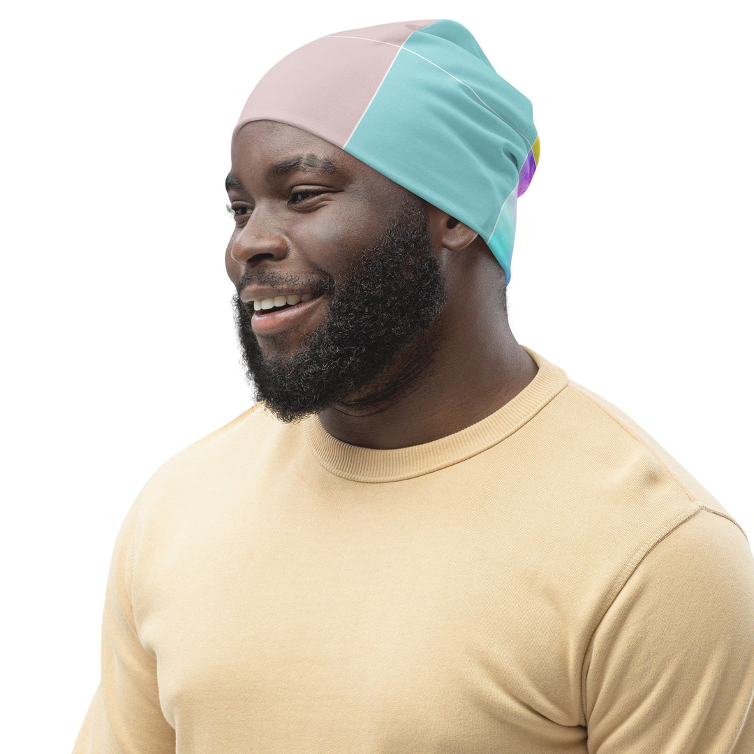 Double-layered Beanie Hat Pastel Colorblock Watercolor Illustration 2 - Unisex