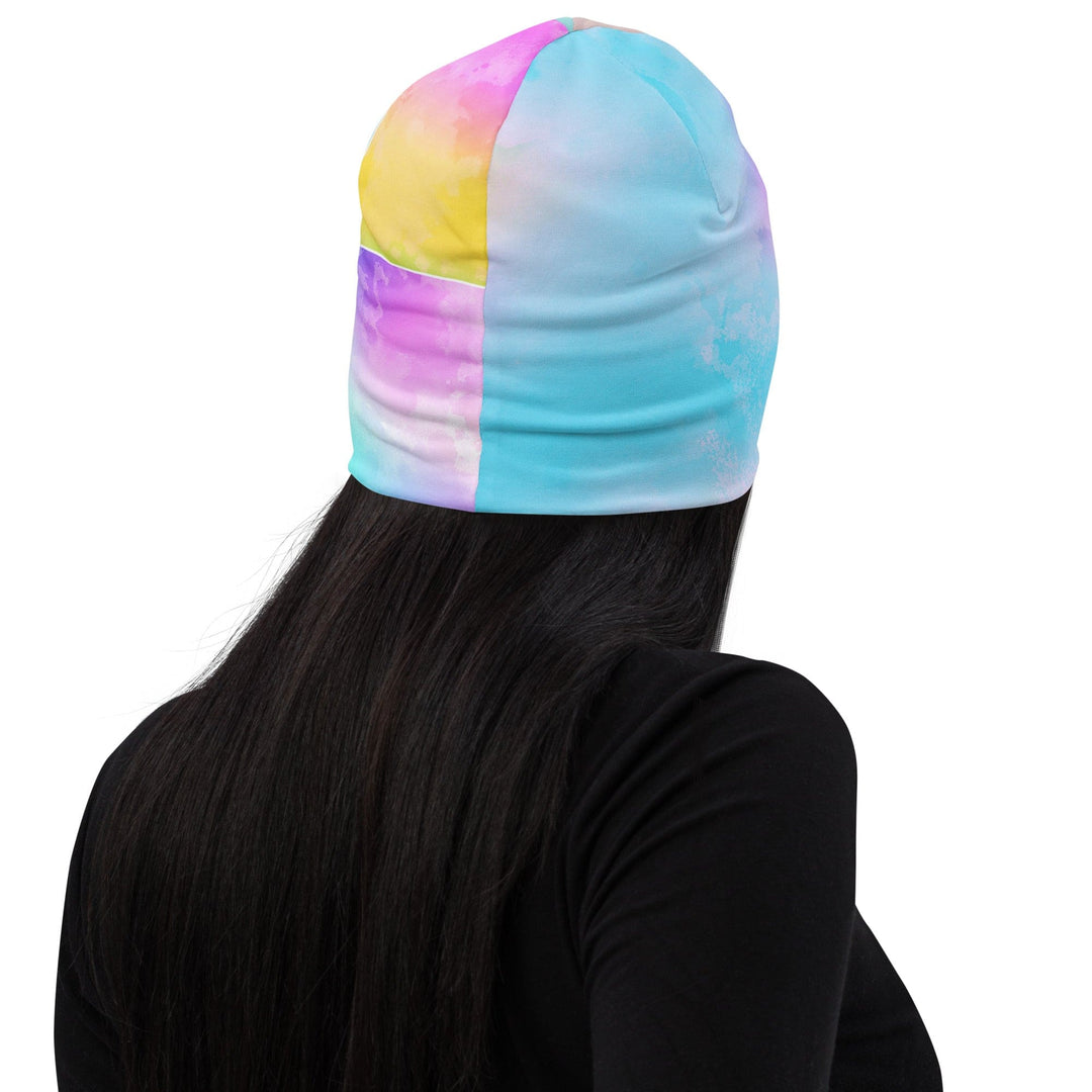 Double-layered Beanie Hat Pastel Colorblock Watercolor Illustration - Unisex