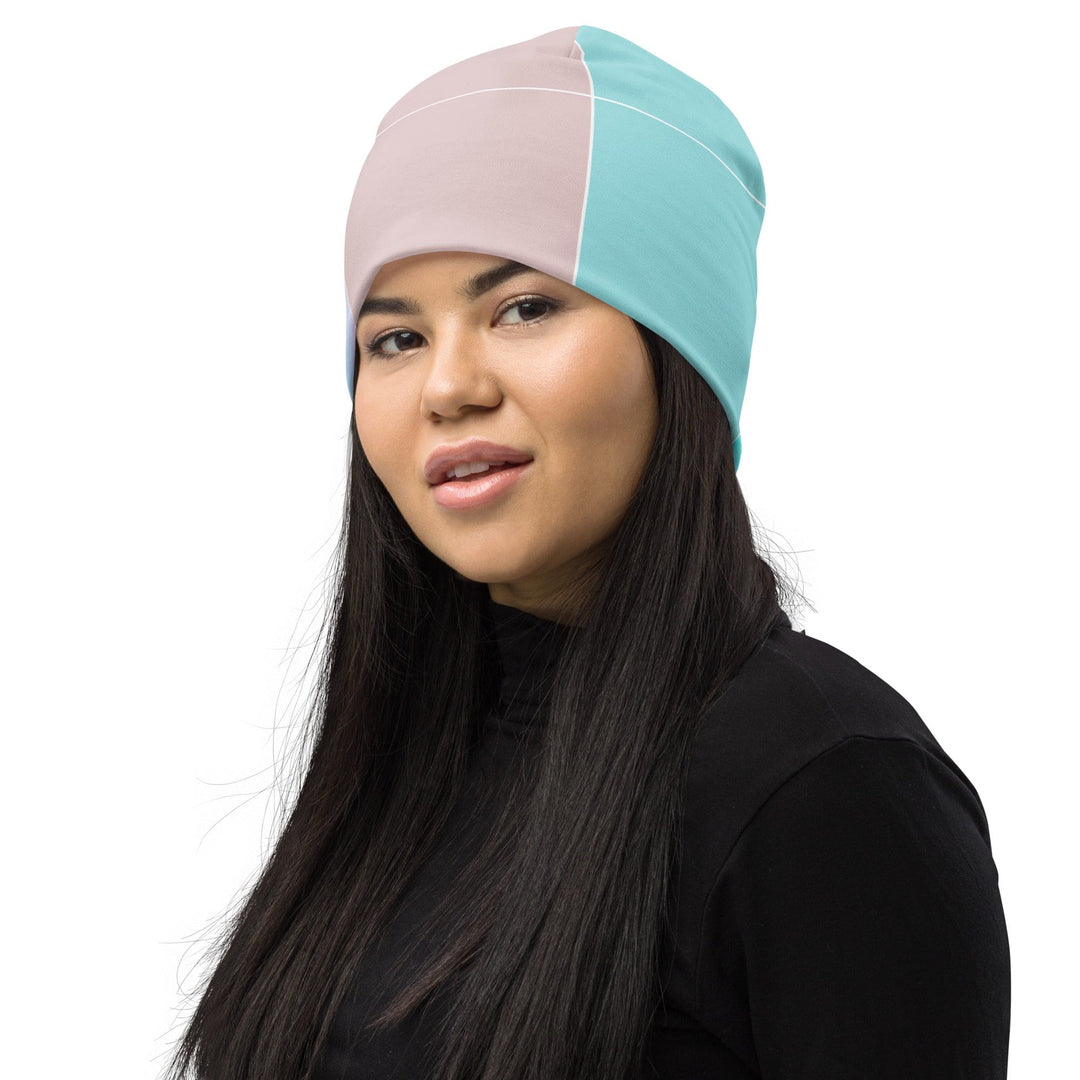 Double-layered Beanie Hat Pastel Colorblock Watercolor Illustration - Unisex