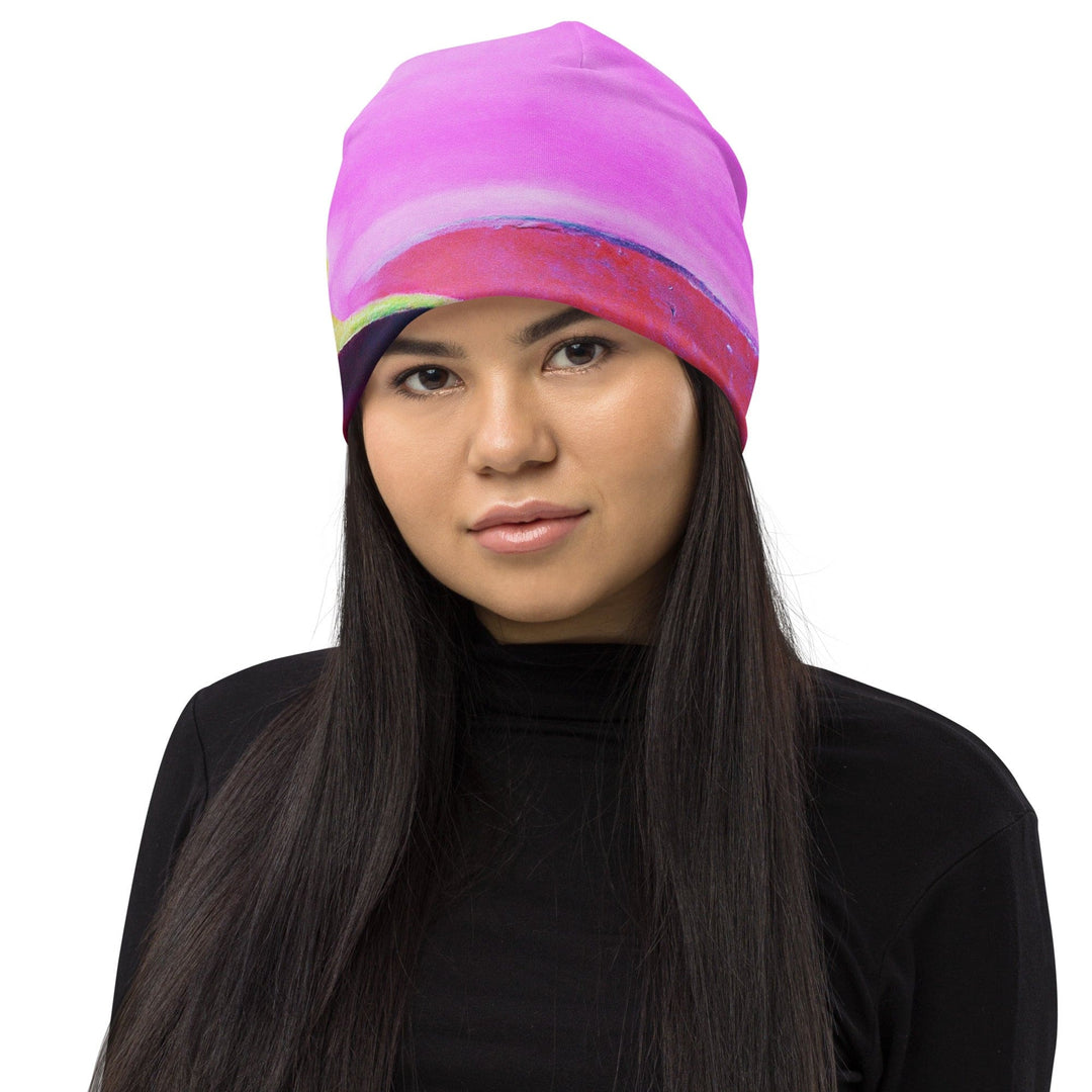 Double-layered Beanie Hat Pink and Purple Pattern 2 - Unisex | Beanie Hats