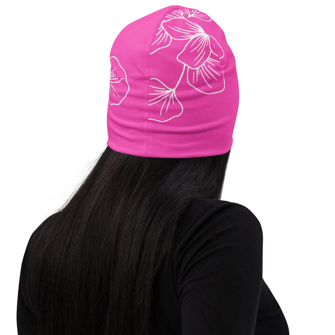 Double-layered Beanie Hat Pink Floral 7022623 - Unisex | Beanie Hats