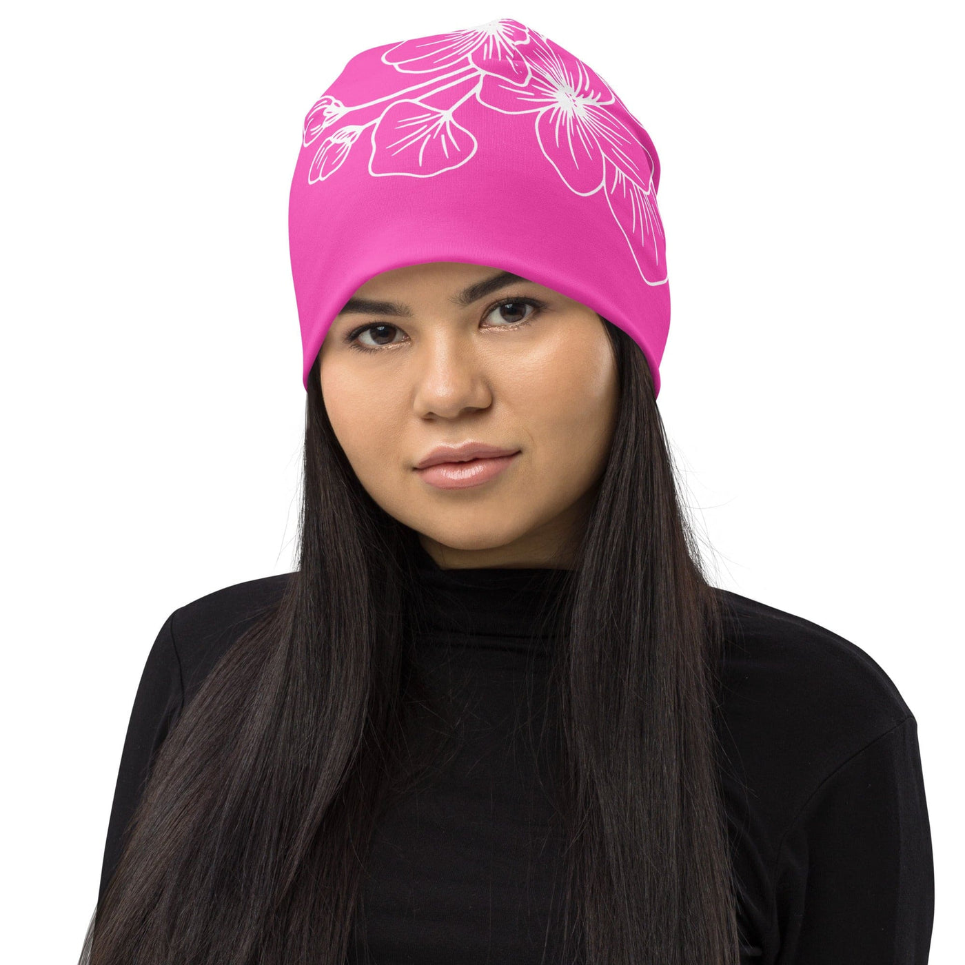 Double-layered Beanie Hat Pink Floral 7022623